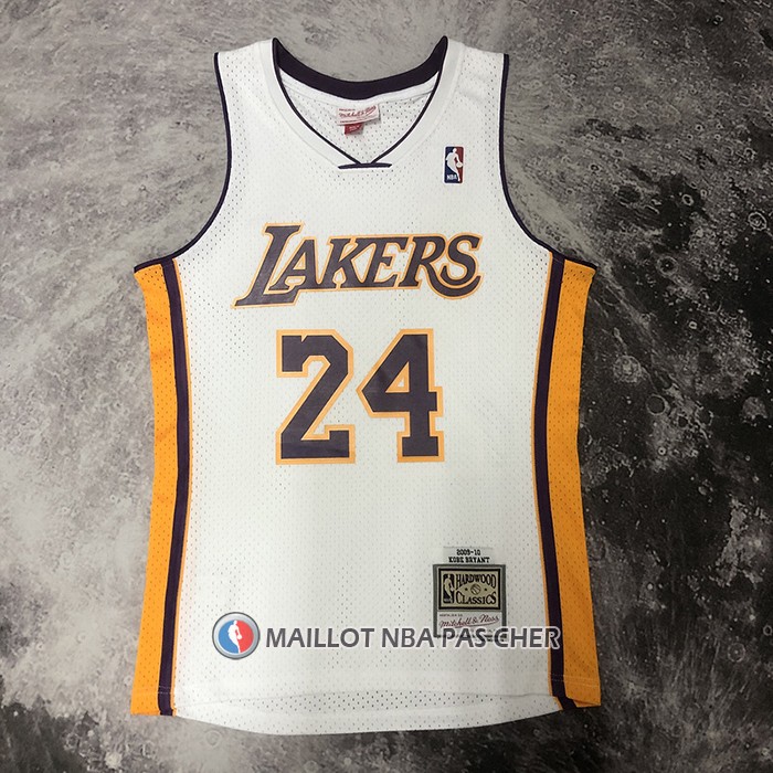 Maillot Los Angeles Lakers Kobe Bryant NO 24 Mitchell & Ness 2009-10 Blanc
